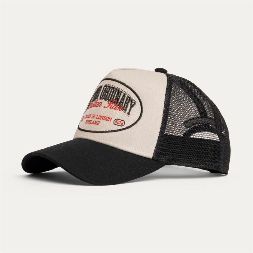 Christian Rose Embroidered Patch Trucker Cap / White/Black